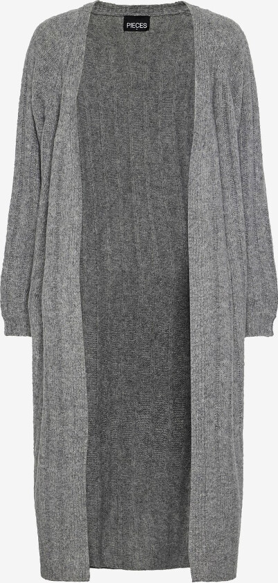 Kardigan pcMaggy LS Long Knit Cardigan - Grå