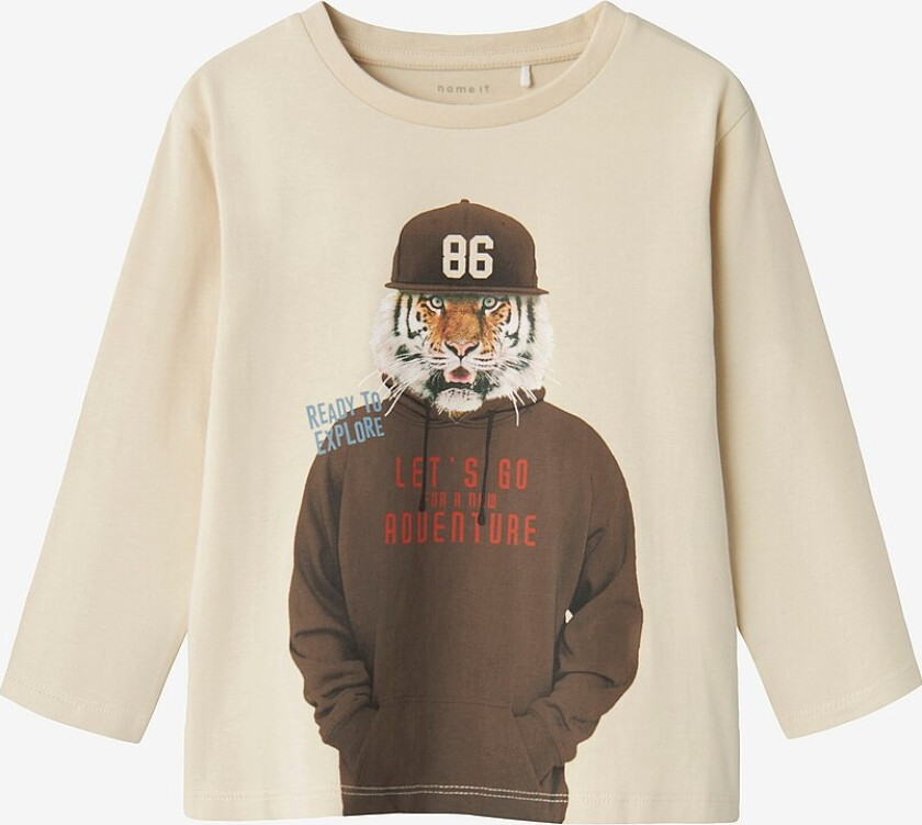 T-skjorte nmmObinna Nreg LS Top Box - Beige