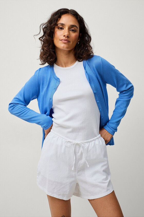 Shorts i lin Relaxed Linen Blend - Hvit
