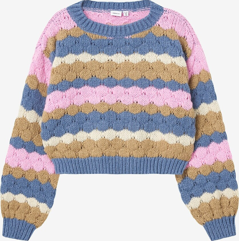 Genser nkfNunna LS Short Knit - Blå