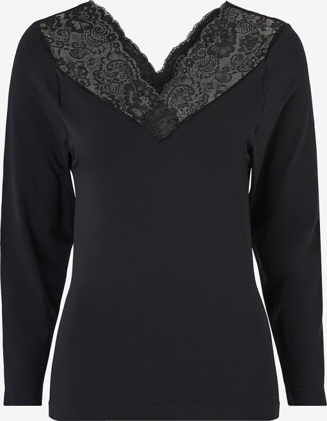 Topp New York - Seamless - With Lace & Long Sleeves - Svart