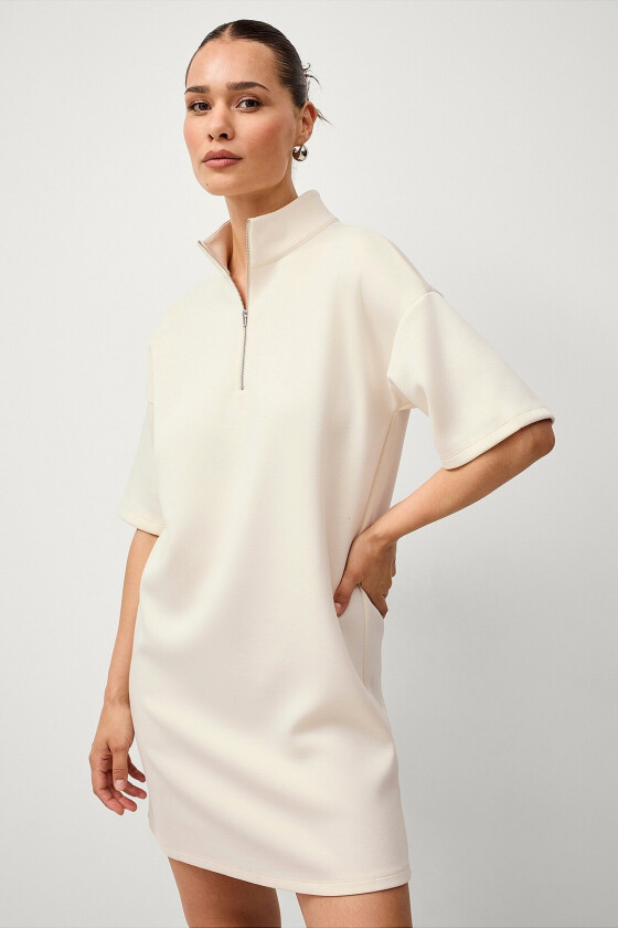 Kjole viSiffi High Neck 2/4 Dress/pb - Beige