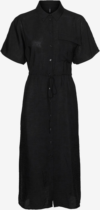 Skjortekjole vmIris S/S Shirt Calf Dress Wvn - Svart
