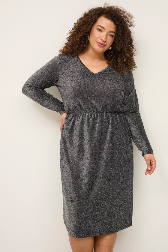 Kjole caDania L/S Blk Dress - Sølv