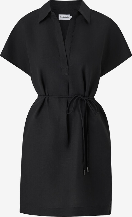 Kjole i lin Linen Blend SS Mini Dress - Svart