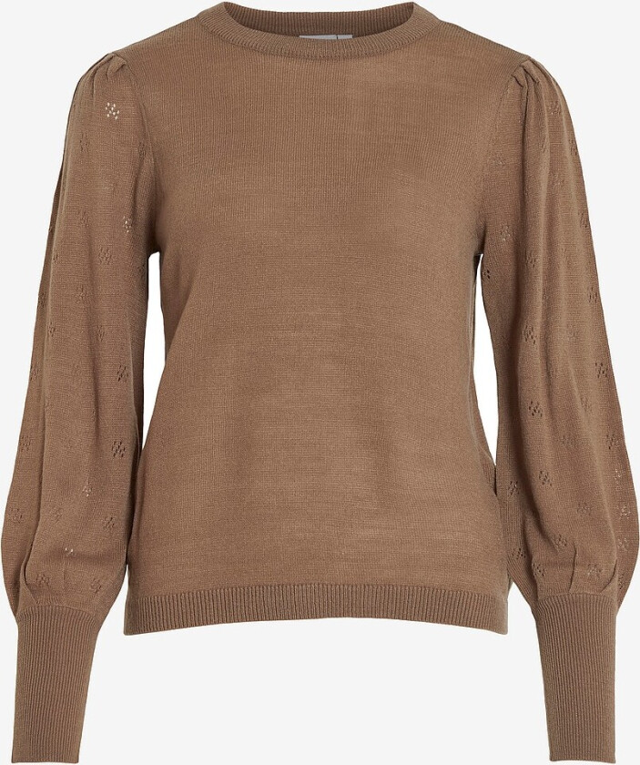 Topp viAva L/S O-neck Knit Pullover - Brun