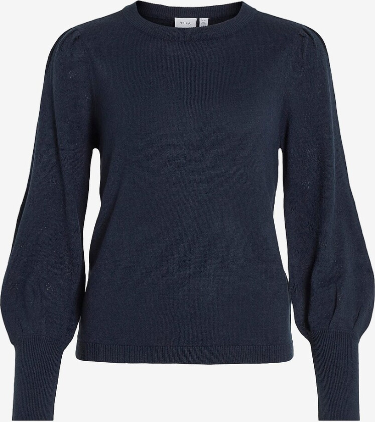 Topp viAva L/S O-neck Knit Pullover - Blå