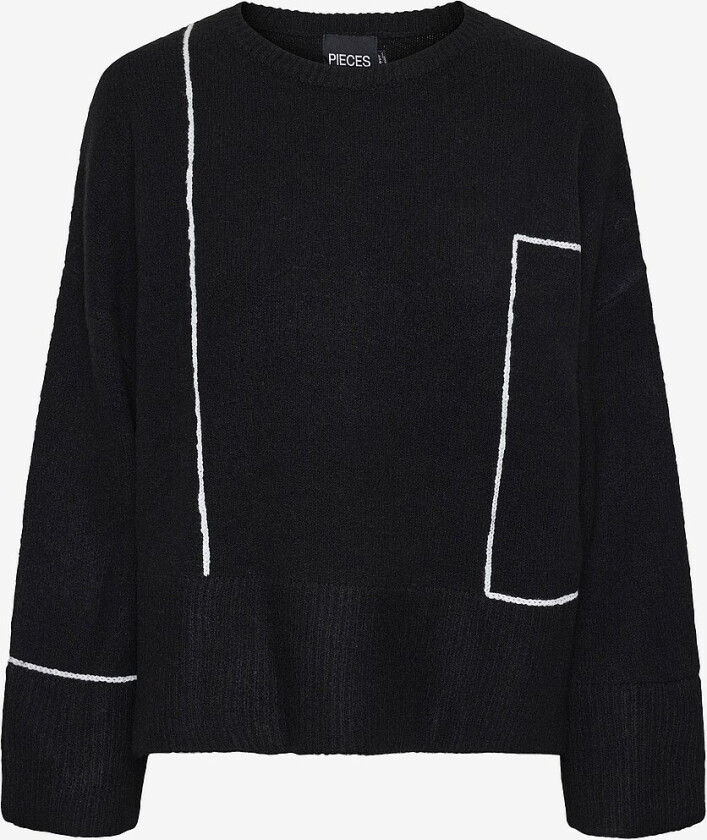 Genser pcGale LS O-neck Slit Knit D2D - Svart