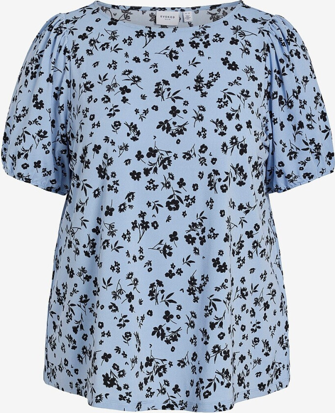 Topp viGlenda S/S Puff Boatneck Top Curve - Blå