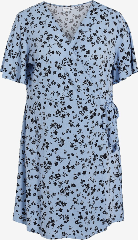 Omslagskjole viGlenda S/S Short Wrap Dress Curve - Blå