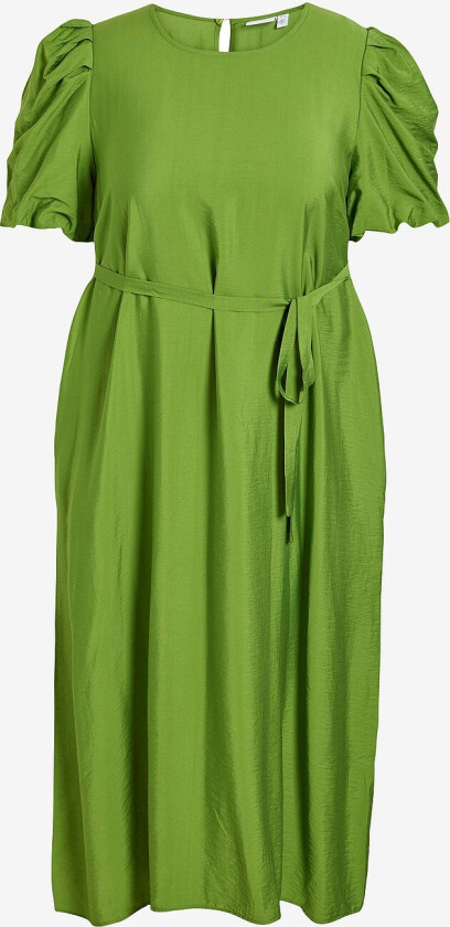 Kjole viCarrien O-neck S/S Puff Midi Dres - Grønn