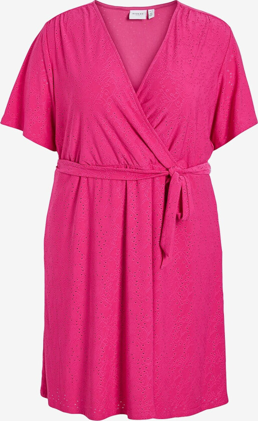 Kjole viKawa V-neck S/S Knee Dress/cur - Rosa