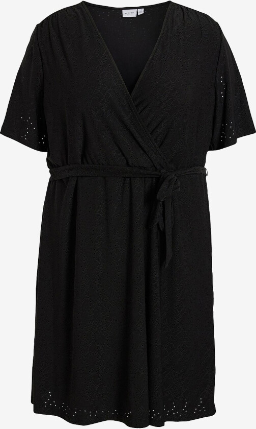 Kjole viKawa V-neck S/S Knee Dress/cur - Svart