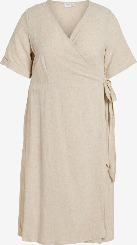Omslagskjole viFilia S/S Knee Wrap Dress - Beige