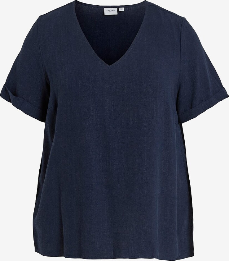Topp viFilia V-neck S/S Slit Top/Cur - Blå