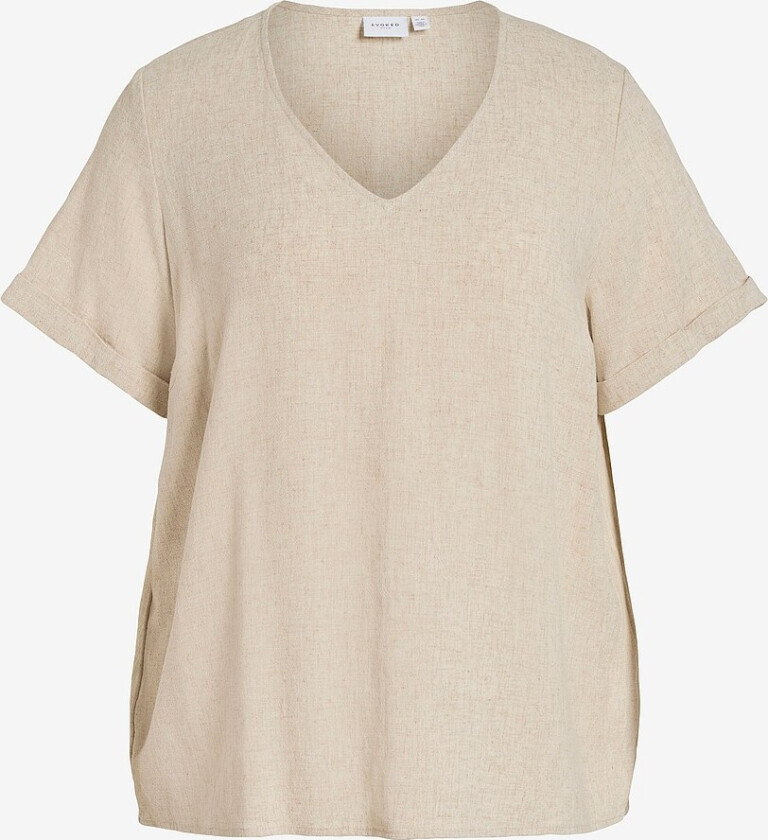 Topp viFilia V-neck S/S Slit Top/Cur - Brun