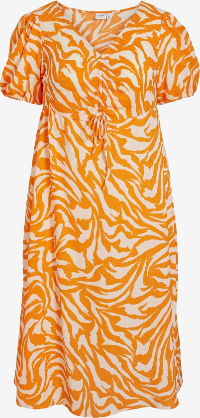 Kjole viLaya Tya V-neck SS Midi Dress - Orange