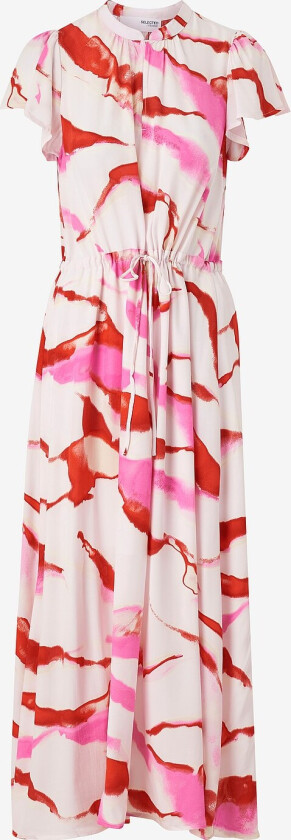 Maxikjole slfMarine SS Aop Ankle Dress - Rosa