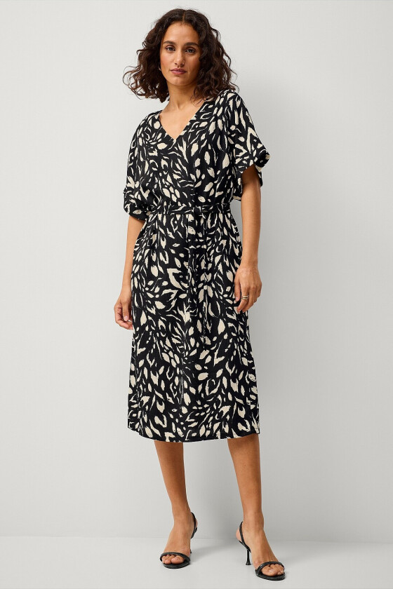 Kjole viLaya Bea V-neck 2/4 Mid Calf Dress - Svart