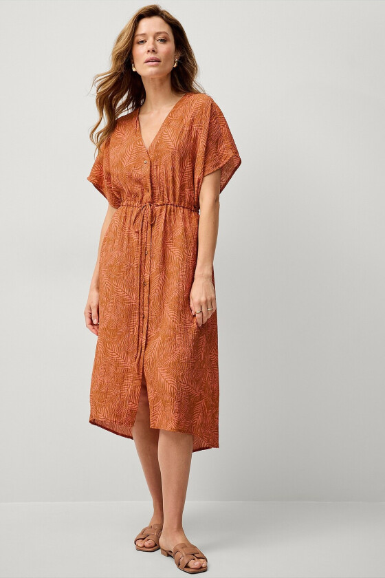 Kjole viLimia Kiw S/S V-neck Midi Dress - Orange