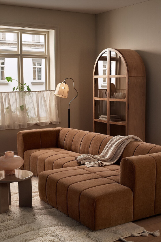 Sofa Corvetta 4-seter med sjeselong - Brun