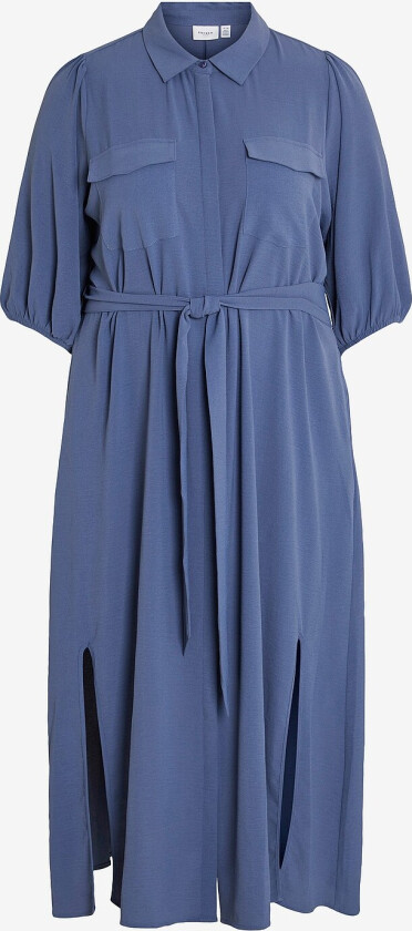 Maxikjole viSala 3/4 Ankle Shirt Dress/cur - Blå