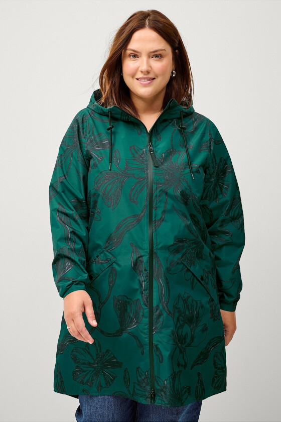 Regnjakke mKlara L/S Aop Raincoat - Grønn