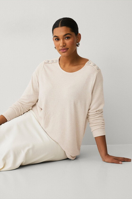 Topp vLucca L/S Button Blouse - Natur