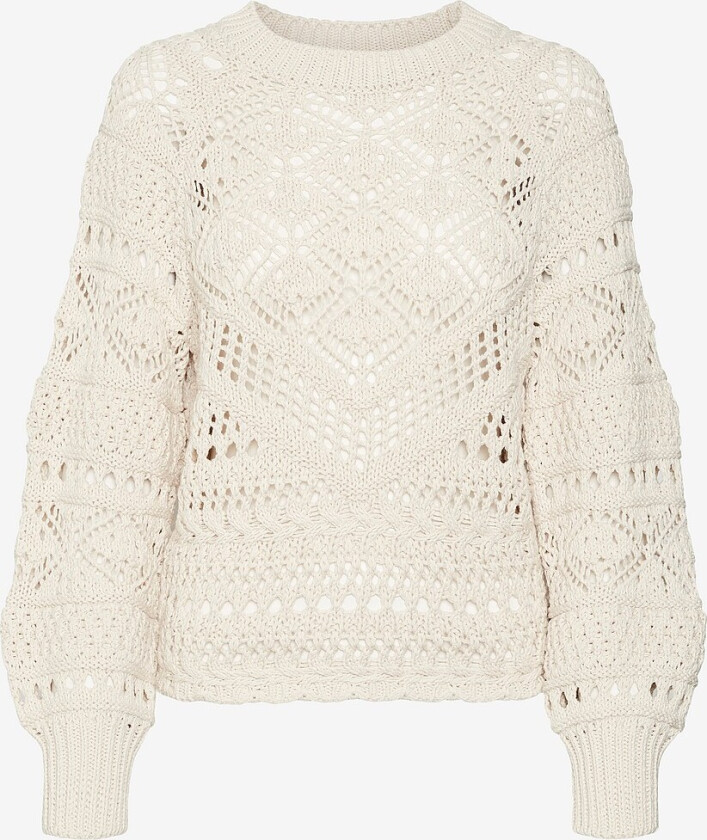 Genser vmFina LS O-neck Pullover - Beige