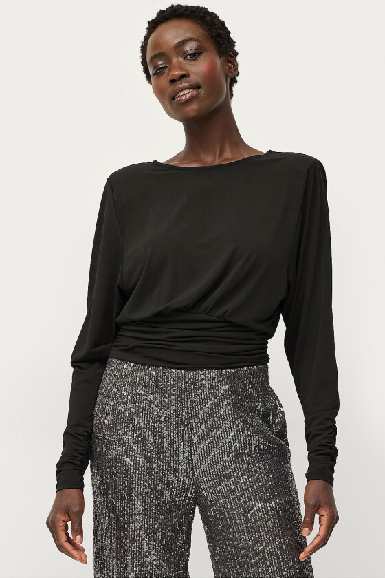 Topp Draped Back Top - Svart