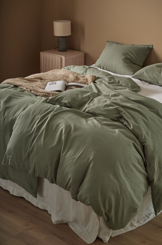 Sengesett Candela Peached i musselin 2 eller 3 deler - Grønn