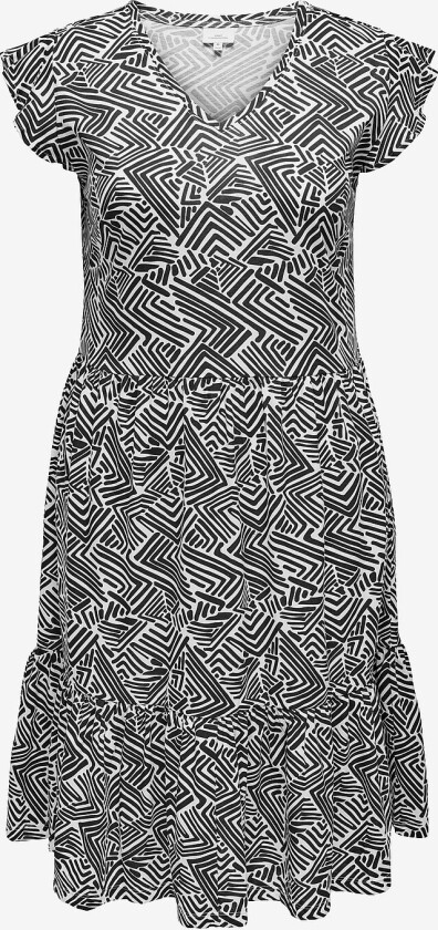 Kjole carMay Life Cap SL Frill Dress Aop - Svart