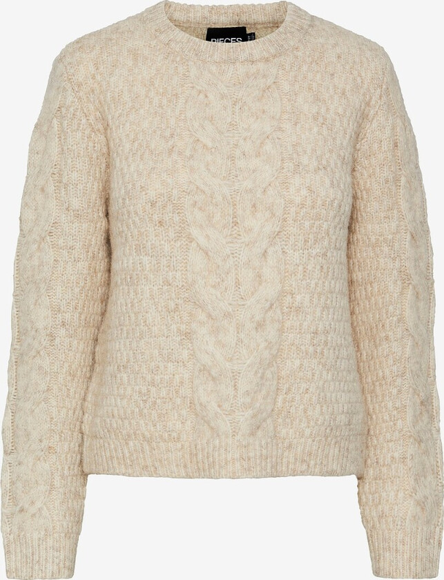 Genser pcNina LS O-neck Knit - Grå
