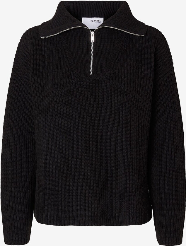 Genser slfBloomie LS Knit Half Zip - Svart