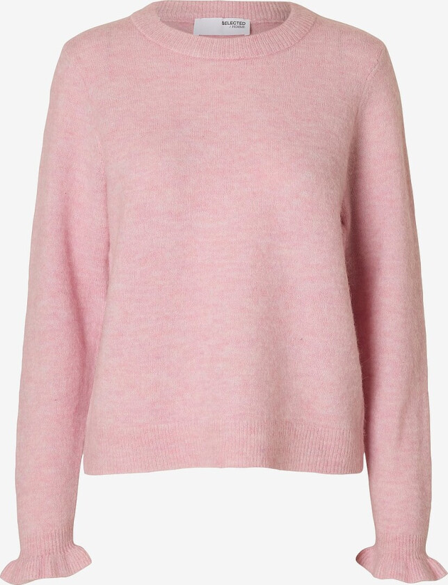 Genser slfLulu LS Knit Frill Cuff O-neck N - Rosa