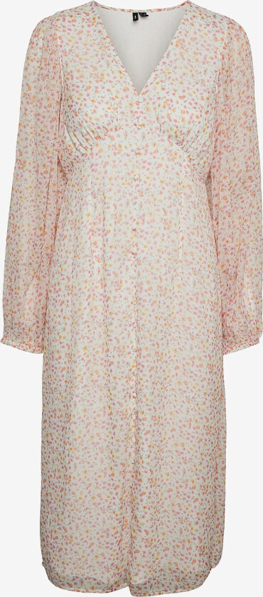 Kjole vmSmilla LS V-neck Calf Dress - Hvit