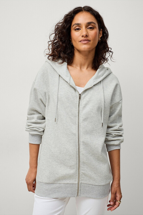 Hettegenser Oversized Zip Hoodie - Grå