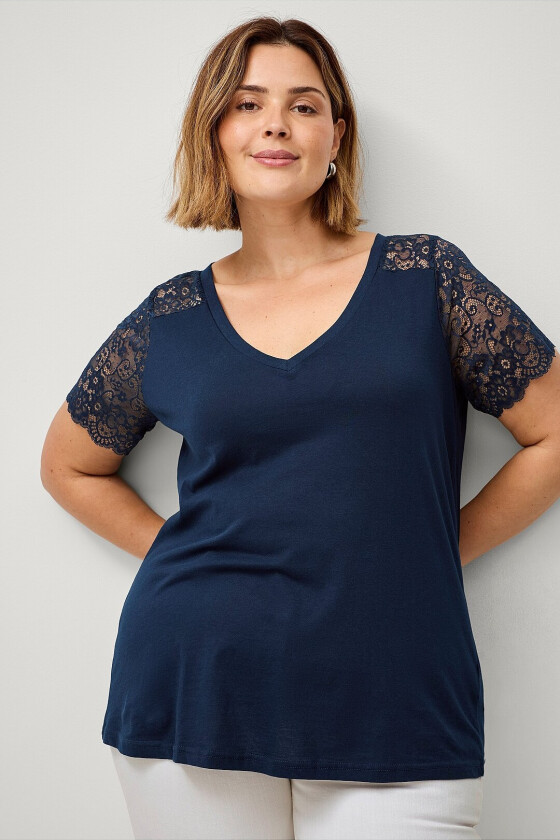 Topp mBrynn S/S Straight Tee - Blå