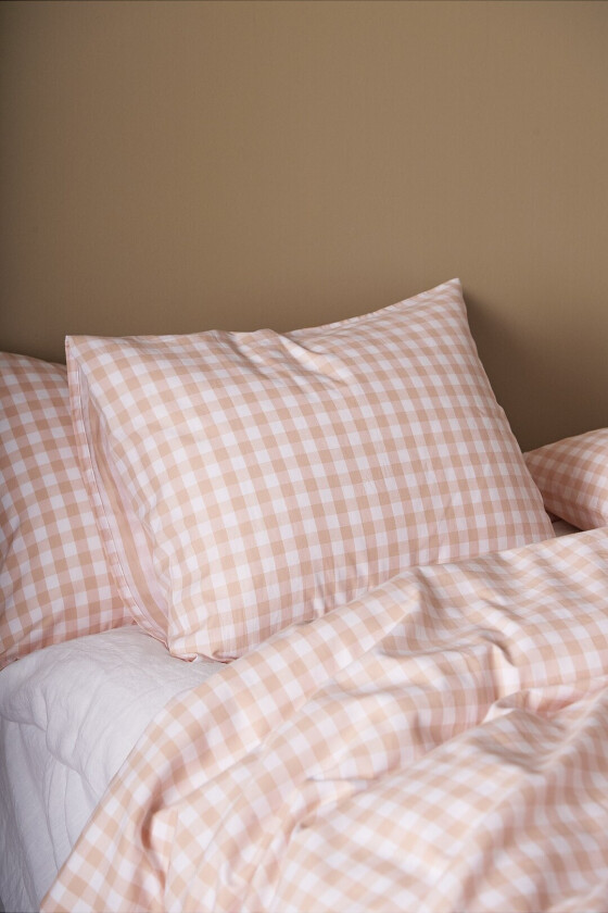 Putetrekk Dorene Check i sateng - Rosa