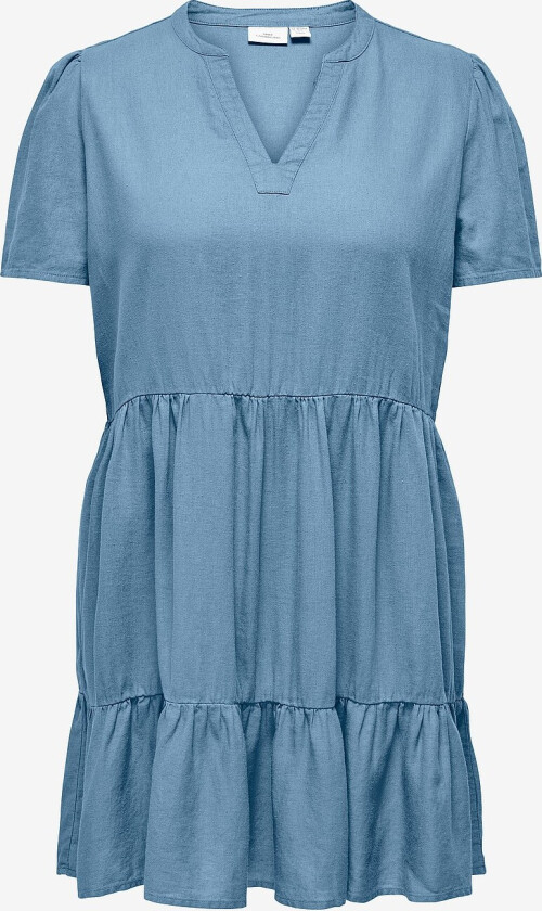 Kjole carTiri-caro S/S V-neck Lin Dress - Blå