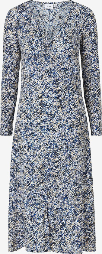 Kjole viModa Jia V-neck L/S Midi Dress - Blå