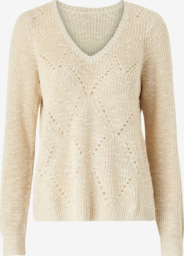 Genser viPoca Rev L/S Pointelle Knit Top - Natur