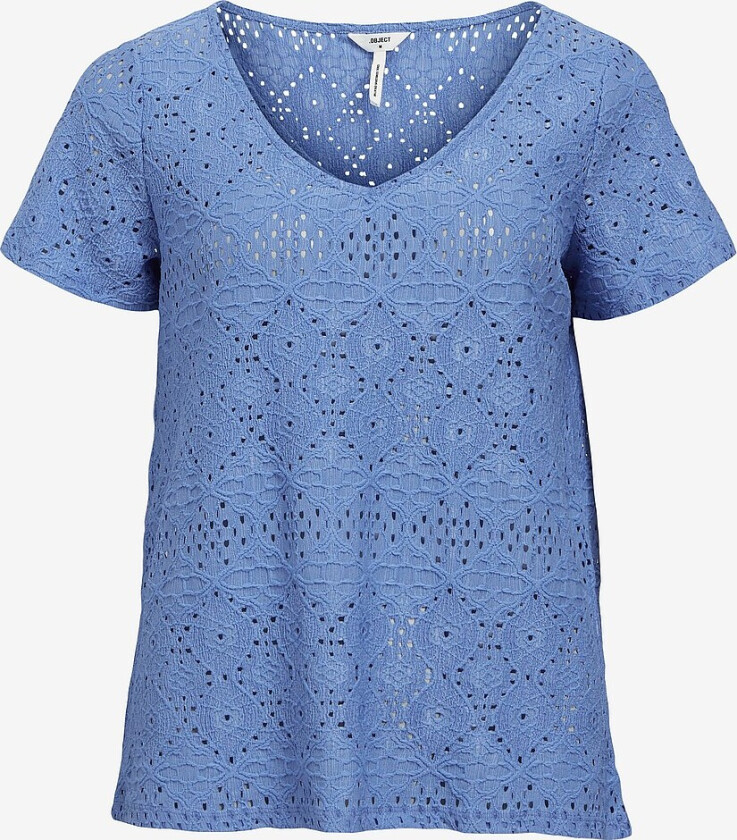 Topp objFeodora S/sS V-neck Top - Blå