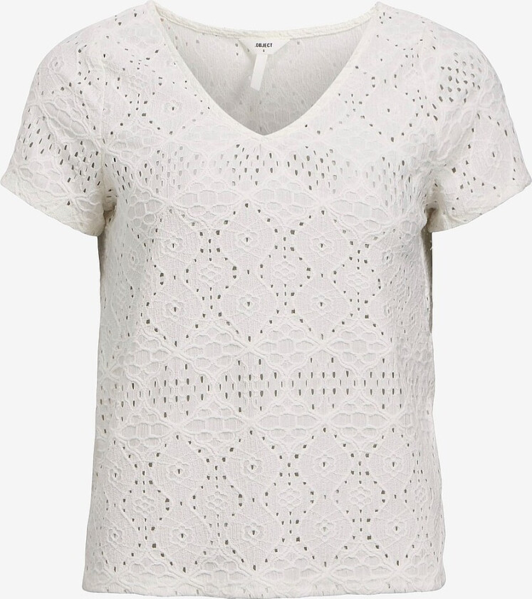 Topp objFeodora S/sS V-neck Top - Hvit