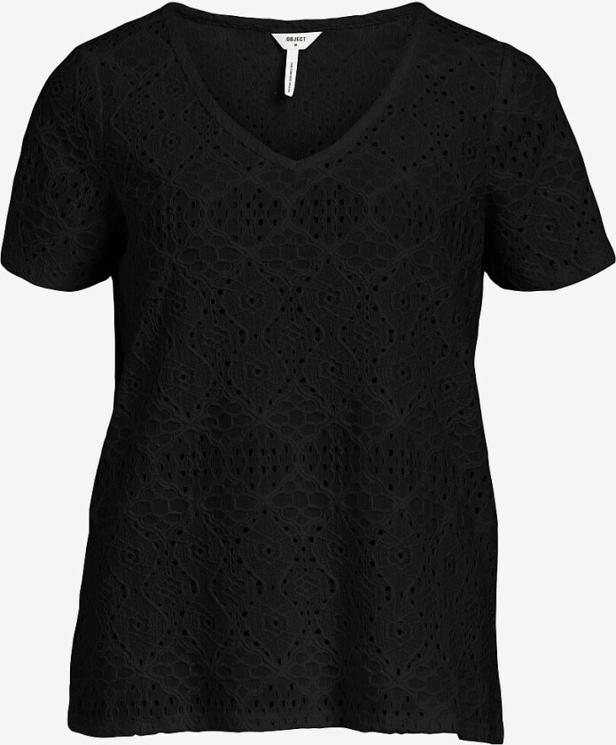 Topp objFeodora S/sS V-neck Top - Svart