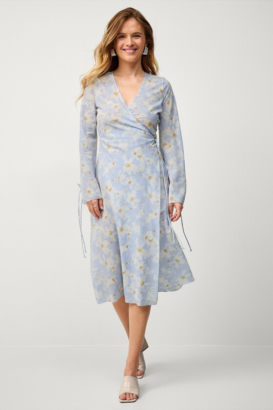 Omslagskjole Midi Wrap Dress - Blå