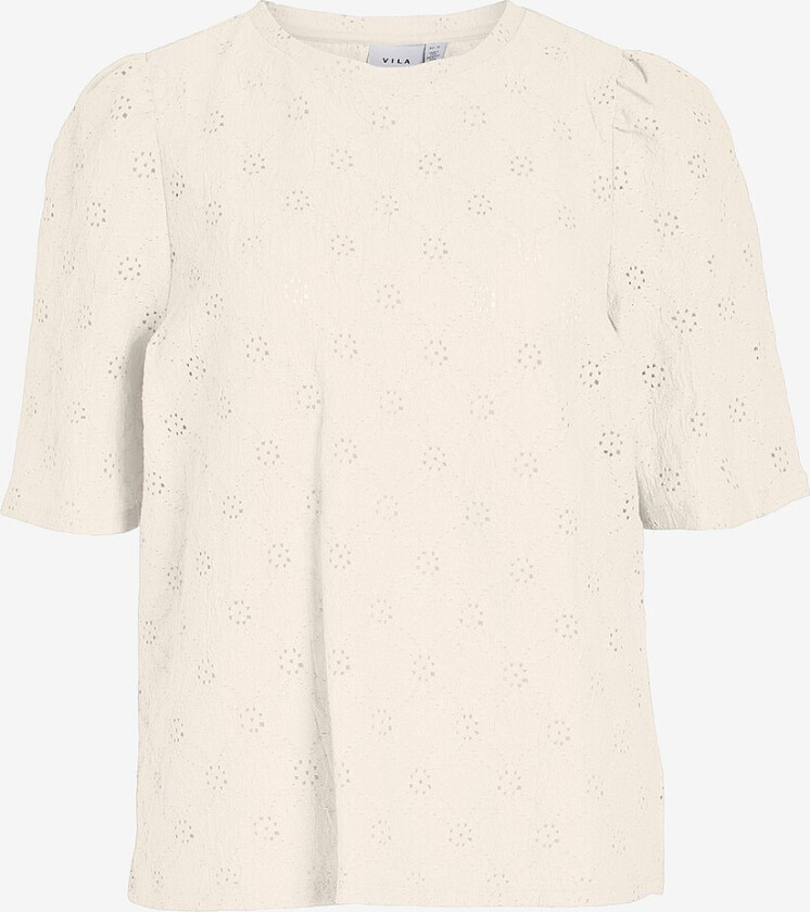 Topp viMelanie S/S Pointelle Top - Beige