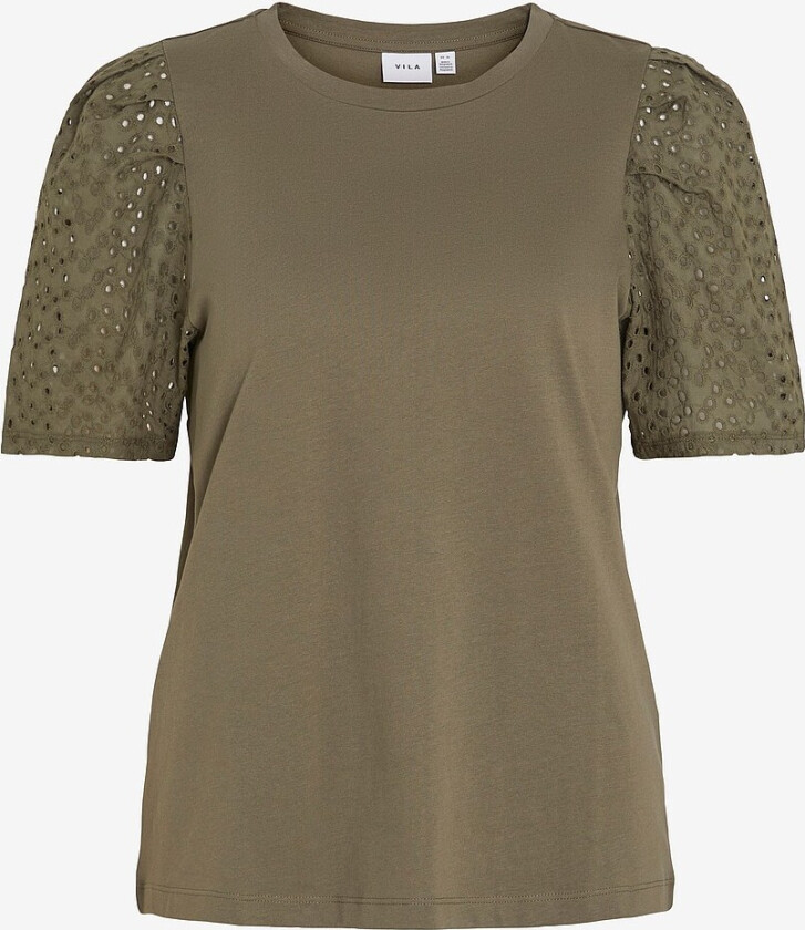 Topp viMerry S/S Emb Anglaise Top - Grønn