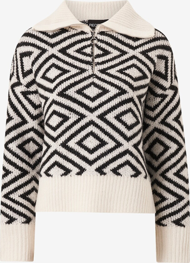 Genser pcSoph LS Half Zip Knit BC - Beige