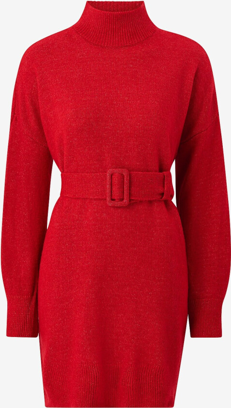 Kjole onlBella LS Belt Dress EX Knt - Rød